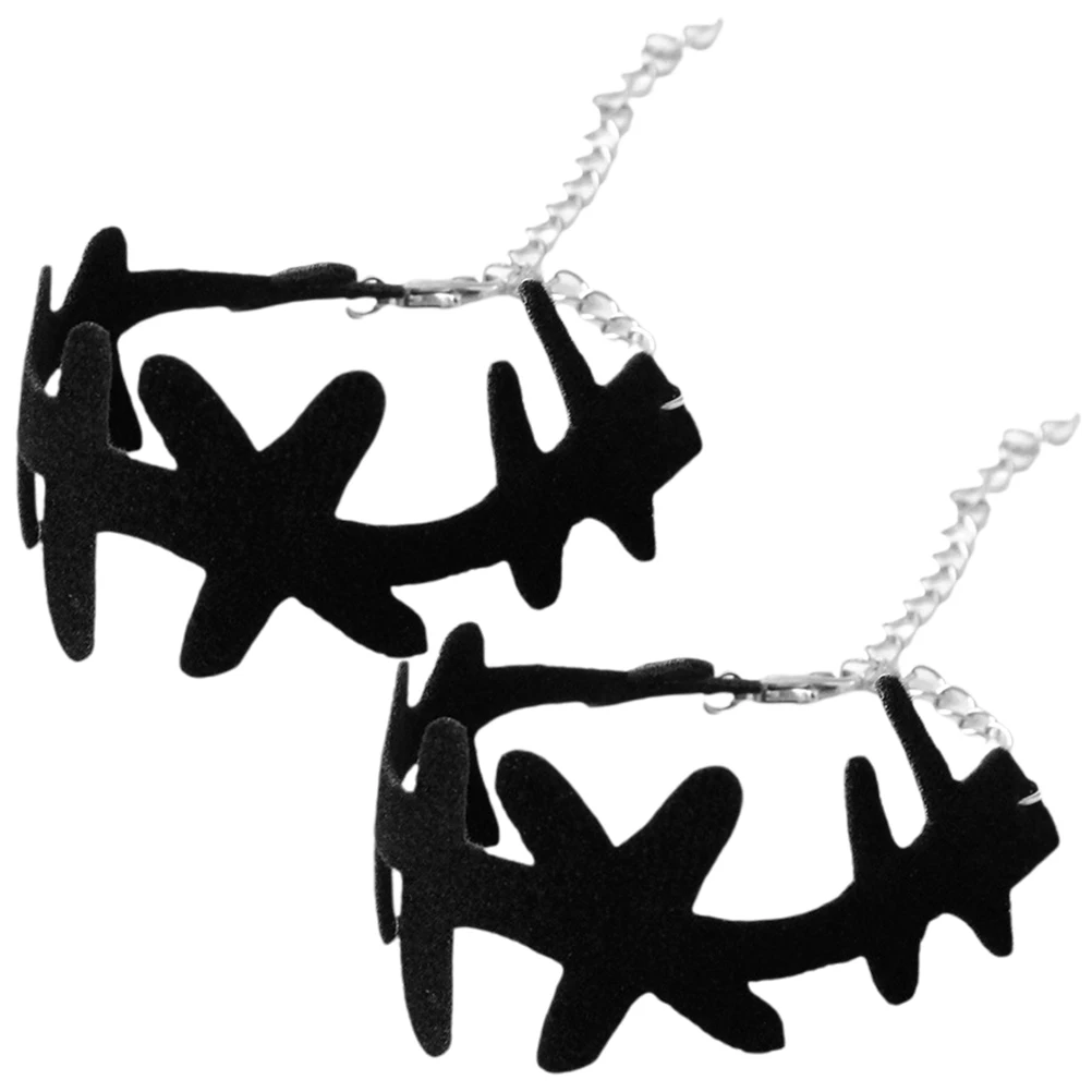 

2 Pcs Cool Bracelet Accessories Wrist Bands Bracelets for Women Trendy Gothic Bangle Black Double Sided Velvet Belt