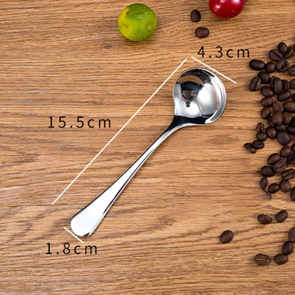 Professional Coffee Cupping Spoon 304 Stainless Steel 15.5cm Tasting Tool Long Handle Measuring Scoop For Barista Home Set