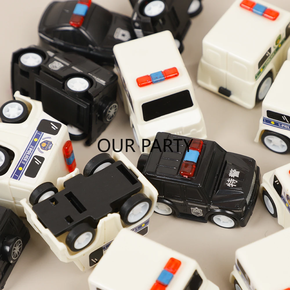 10Pcs Cute Mini Police Ambulance Car Plastic Pull Back Car Toys for Kids Boy Birthday Party Favors Pinata Fillers School Rewards