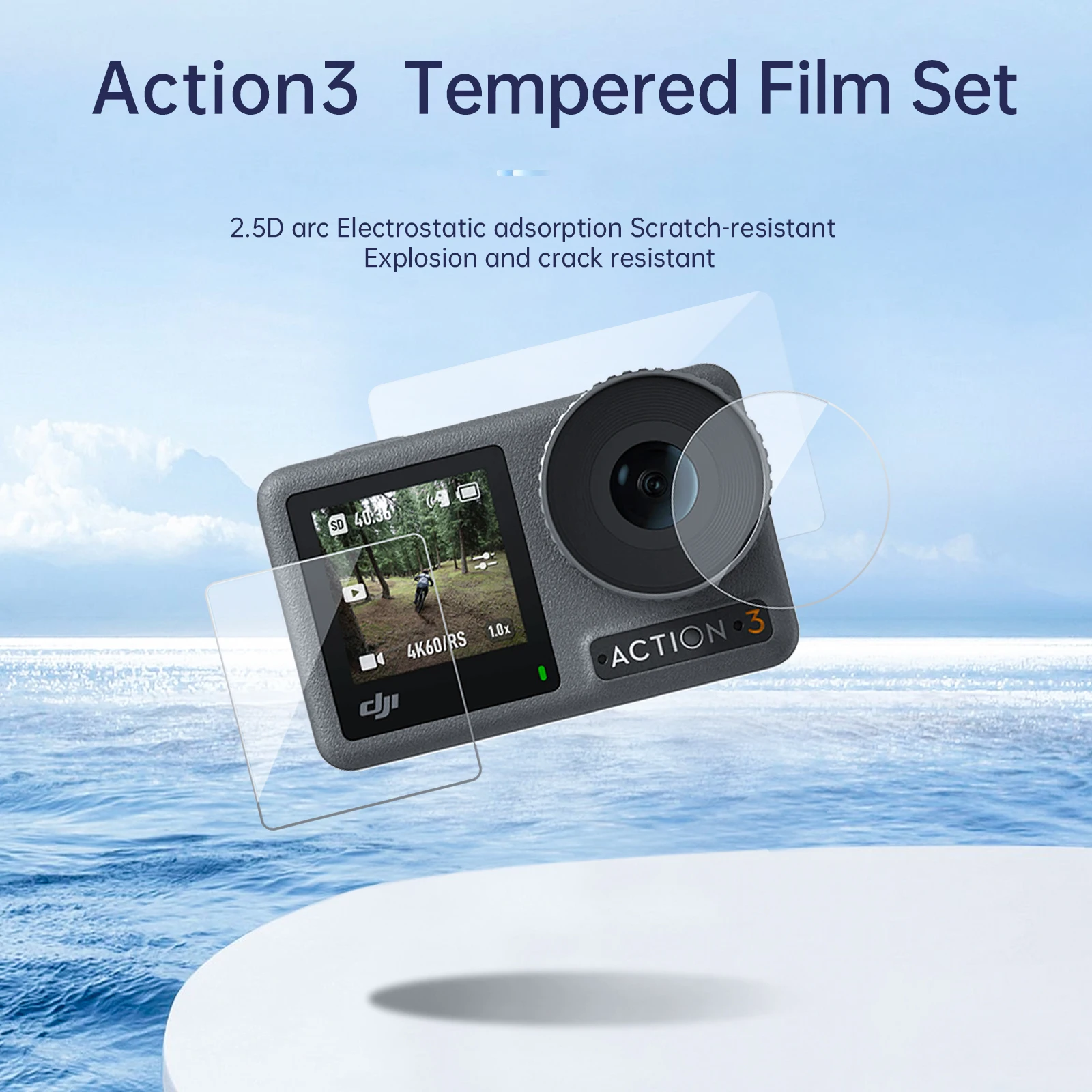 TELESIN Tempered Film For DJI Osmo Action 3 Screen Protector Lens Protective Glass Dustproof for Action 3 Camera Accessories