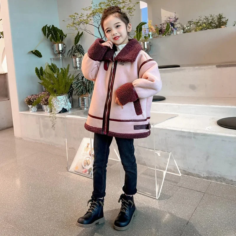 

Jacket Girls Coat Winter Cotton Windbreak 2025 Stylish Warm Plus Thicken Velvet Teenagers Sport Gift Children's Clothing