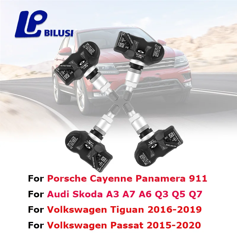 Bilusi 4 قطعة مستشعر ضغط الإطارات 5Q0907275B C 5Q0907275 لأودي سكودا A3 A7 بورش 718 911 كايين فولكس فاجن تيجوان باسات جولف