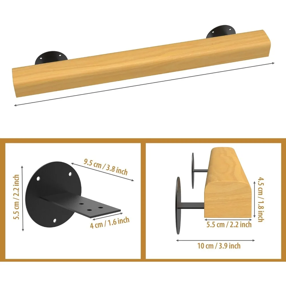 درابزين الدرج الخشبي - درابزين دعم غير قابل للانزلاق للداخلية والخارجية بطول 3 أقدام لدراجات الدرج القوية #2