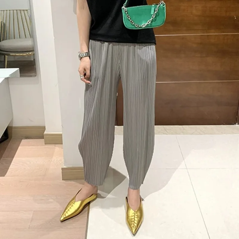  Pleated Carrot Pants 2026 New Fashion High Waist Casual Loose Women's Lightweight Stretch Nine-Point Pants