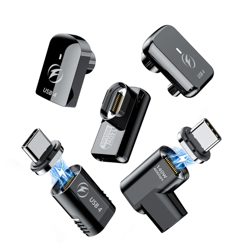 محول USB C عالي السرعة مع محول مغناطيسي للشحن السريع 140 وات، اتصال مغناطيسي لإخراج الفيديو 8K للهاتف المحمول