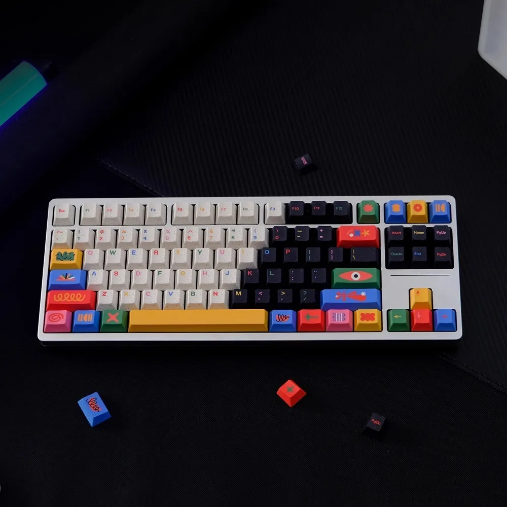 บทคัดย่อ Motif Theme Keycaps ชุดศิลปินที่กําหนดเอง 141 คีย์โปรไฟล์เชอร์รี่ Artisan Key Cap GamingMechanical คีย์บอร์ดอุปกรณ์เสริมของขวัญ