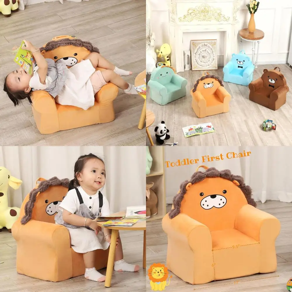 

Мягкое кресло для малышей, роскошное кресло с мультяшным дизайном, ярко-желтое, для детей от 18 месяцев до 3 лет