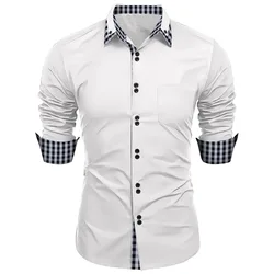 Camicia a maniche lunghe da uomo di vendita calda camicia da uomo Casual a maniche lunghe con risvolto in tinta unita stile primavera ed estate S-3XL