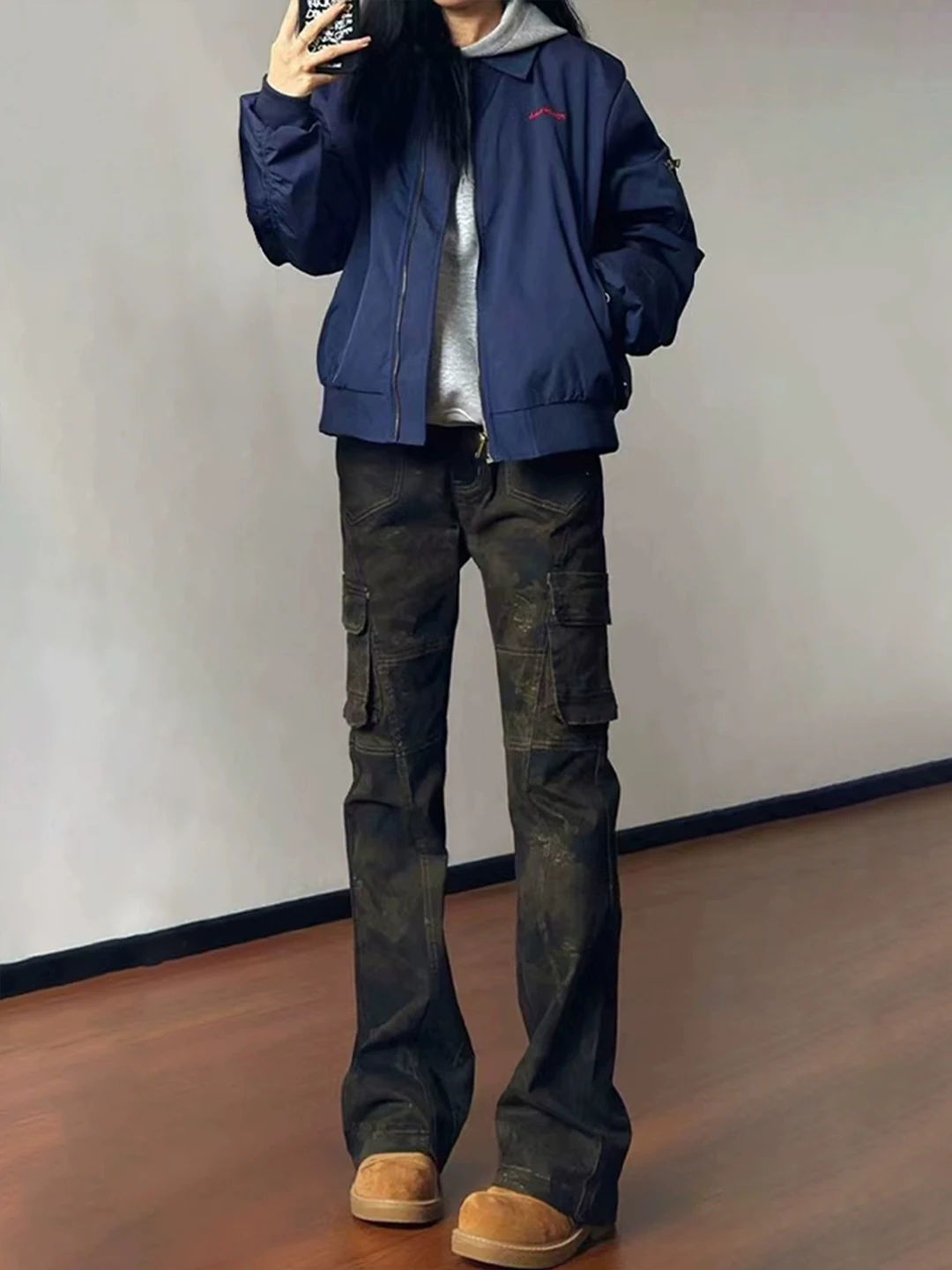 

Мужские джинсы American Sle Camouflage Workwear, осенние, прямые, с высокой талией, зауженные, с легким расклешением, для стройного силуэта