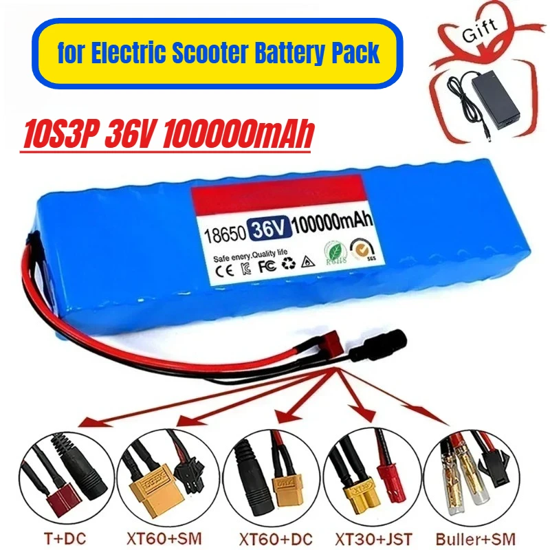 

10S3P 36V 100000mAh for Electric Scooter Battery Pack 18650 M365 Lithium Battery Pack