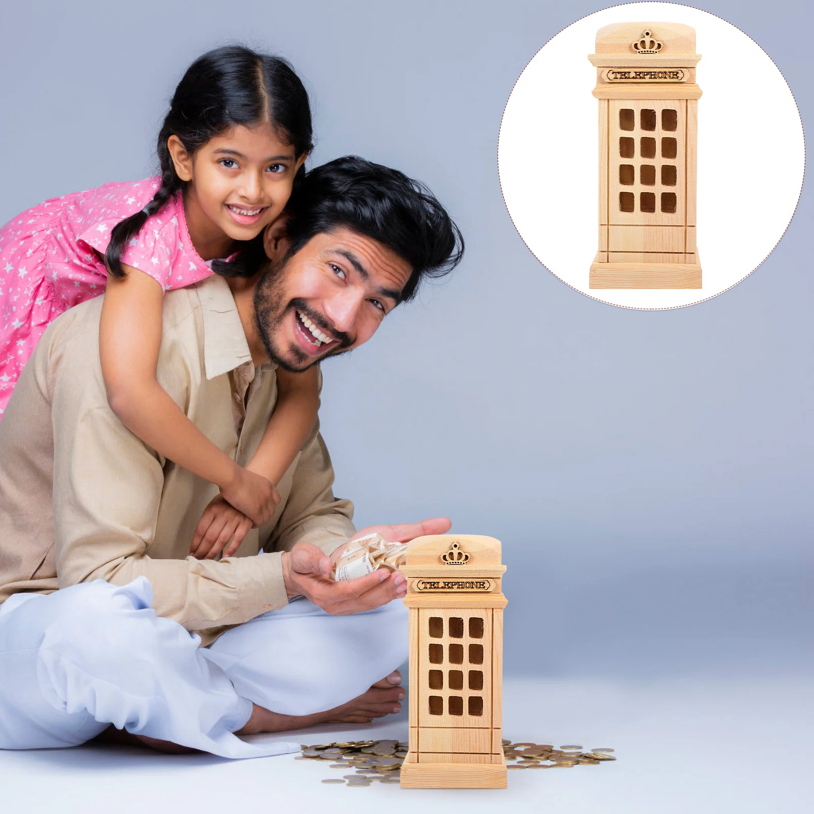 DIY Graffiti Wooden Piggy Bank Adorable Money Pot for Kids Room Decoration Saving Jar Saving Bank