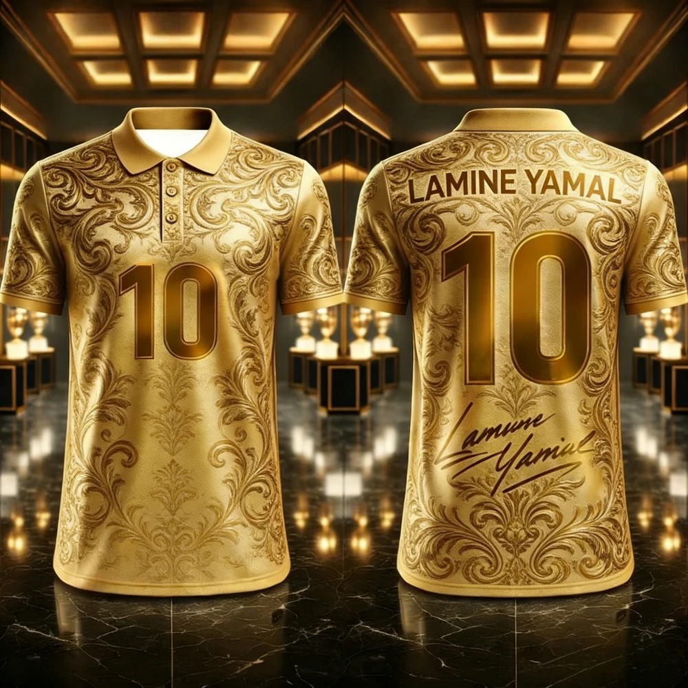 2027 Star Memorabilia Polo Shirt - Black And Gold 3D Print - Breathable And Quick-Drying - Suitable For All Seasons