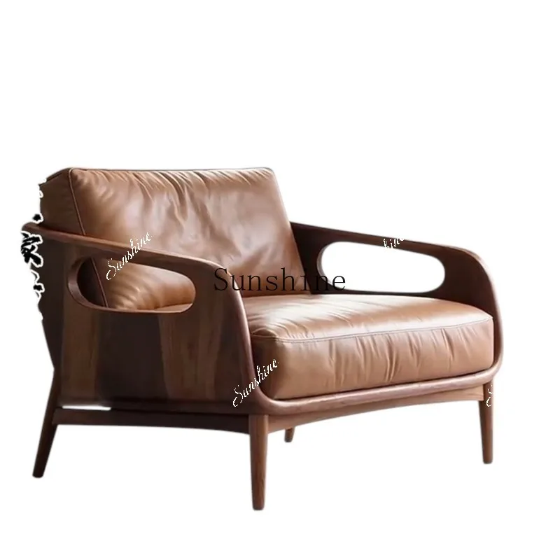 Small apartment solid wood sofa modern simple single chair  FT
