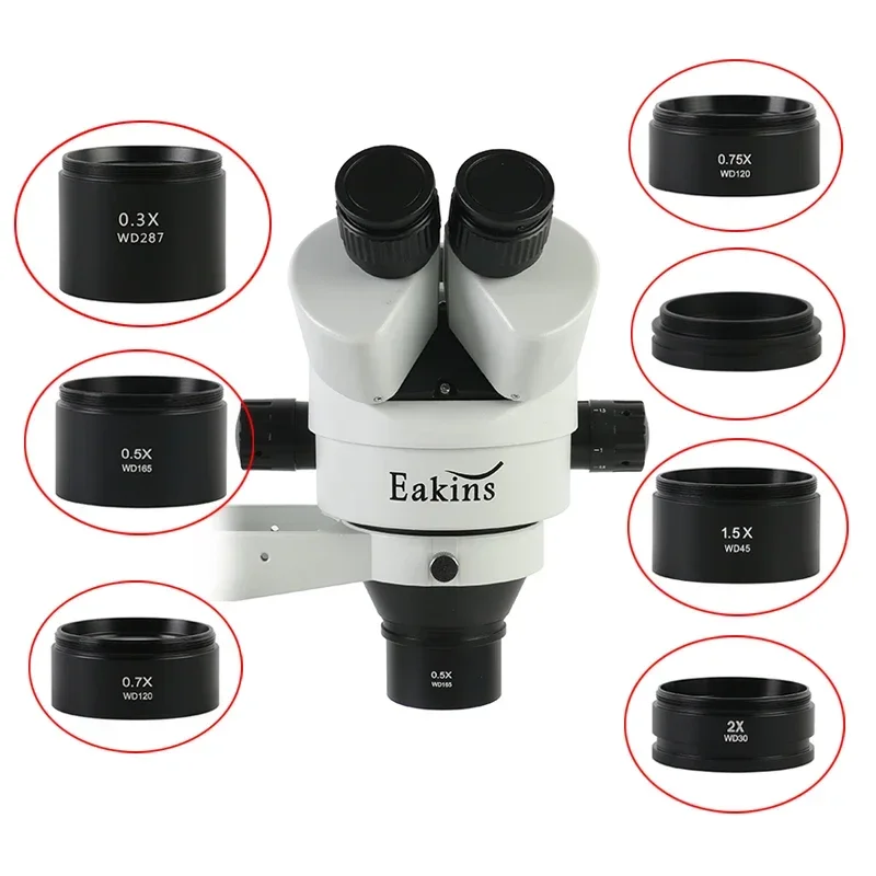 WD30 WD165 WD120 0.3X 0.5X 0.7X 0.75X 1.5X 2X Trinocular Stereo Microscope Auxiliary Objective Lens M48 Thread Mount Barlow Lens