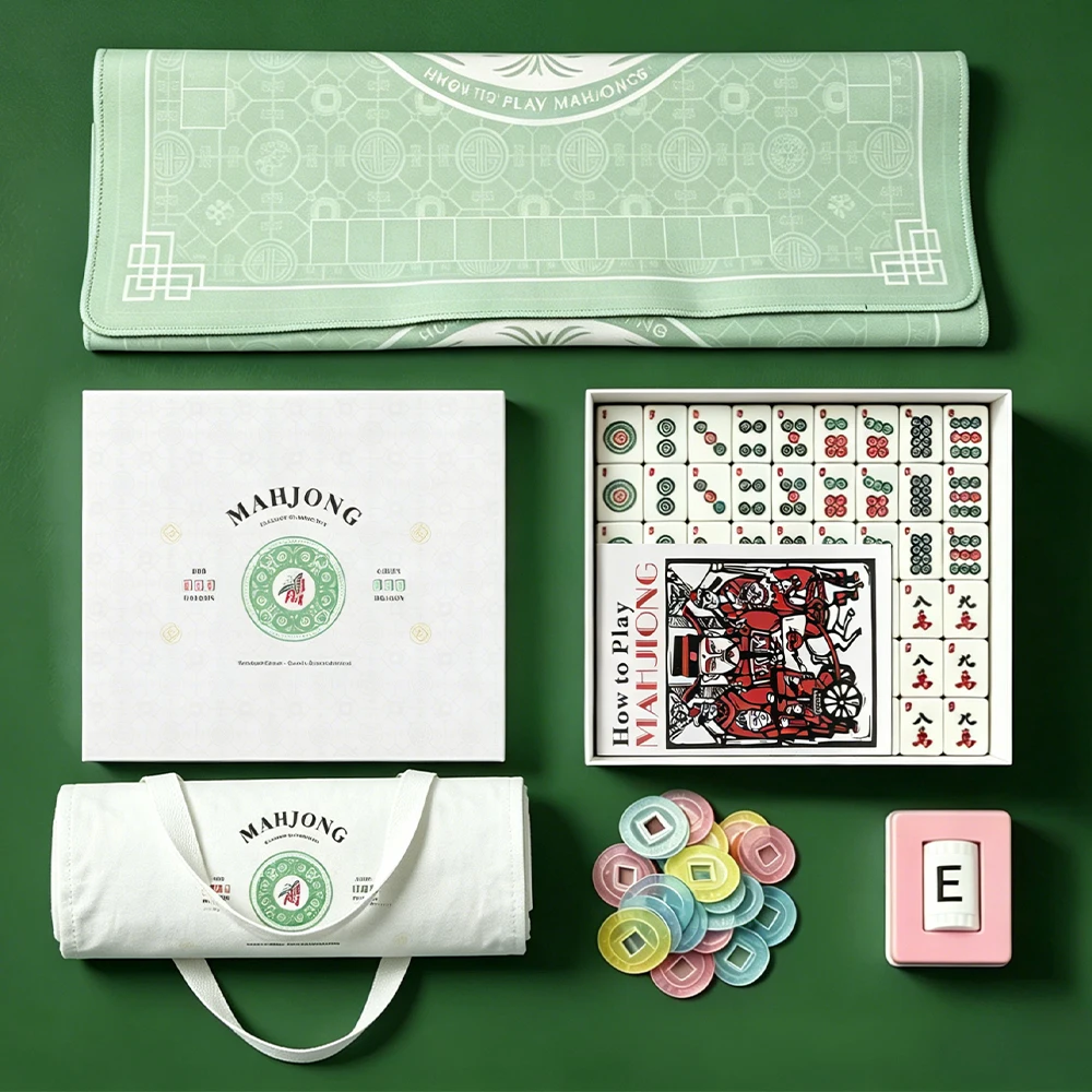 

Американский набор для маджонга, 166 белых фишек с красной сумкой и аксессуарами, 4 универсальные подставки для маджонга с толкателями, западный маджонг