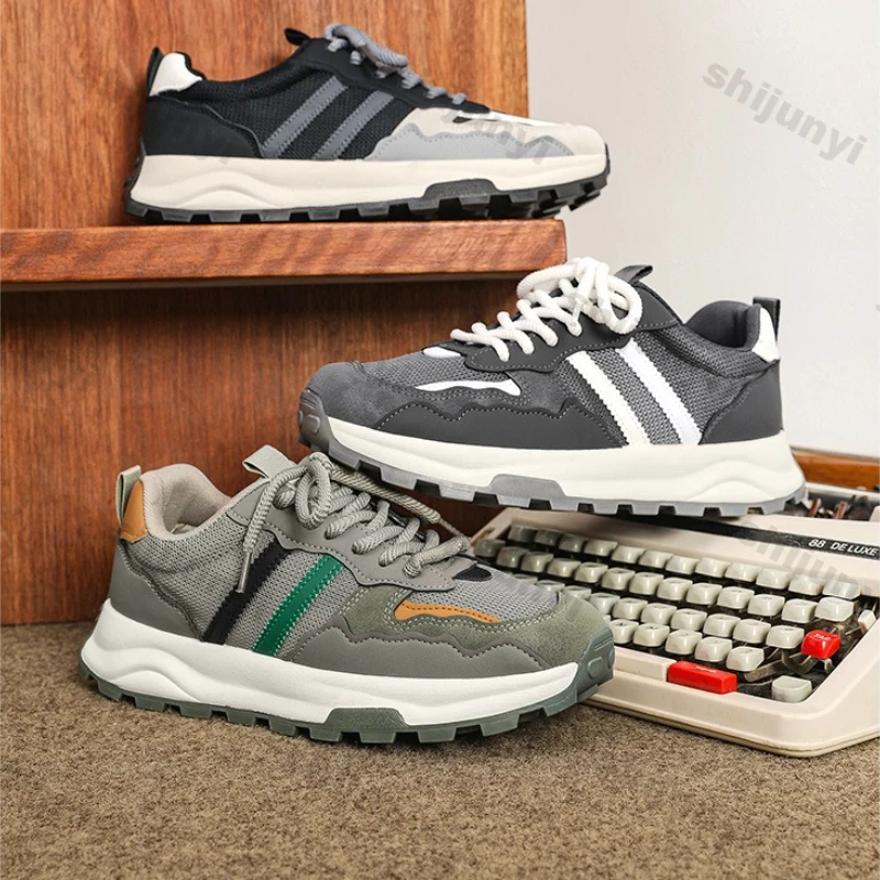 

Мужские кроссовки на платформе, осень 2023, новые дышащие нескользящие кроссовки с сеткой, удобная модная повседневная обувь, увеличивающая рост