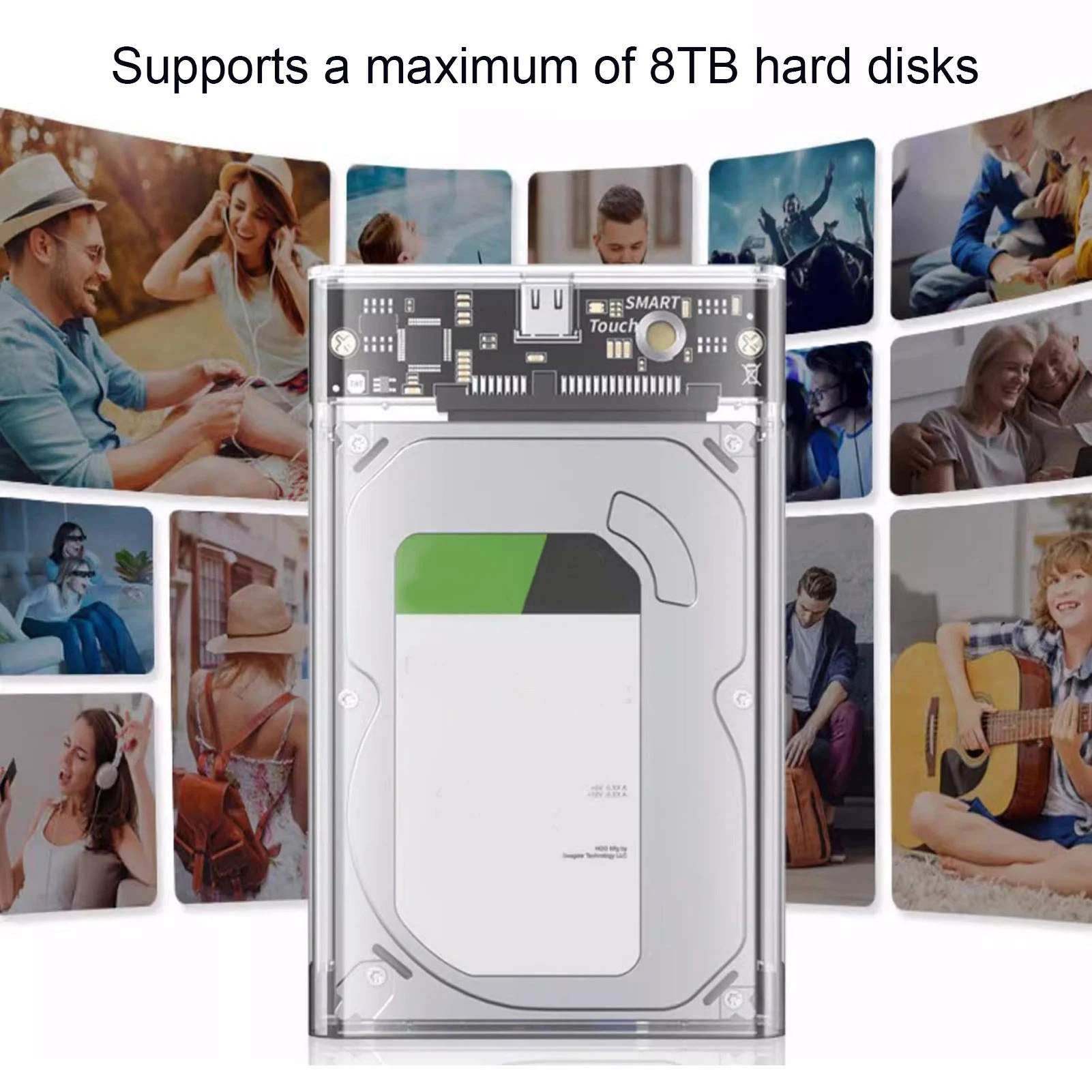 RTL9201R USB 외장 하드 드라이브 인클로저 2.5인치 8TB 용량 5Gbps 고속 전송 범용 직렬 ATA SSD 인클로저