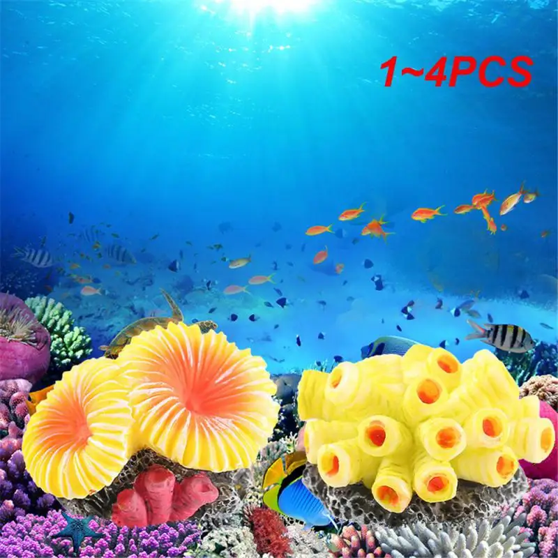 1~4PCS Colorful Artificial Coral Fish Culture Durable Materials Home Decor Artificial Coral Pet Supplies Ornaments