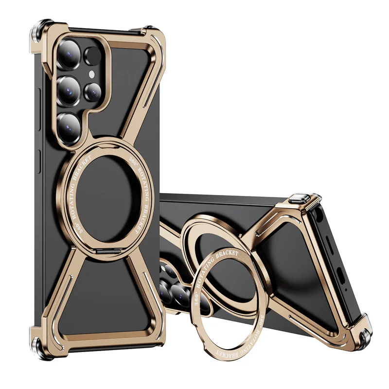 

Metal Frame Phone Case for Samsung Galaxy S25 S24 S23 Ultra Aluminum Alloy Bumper 360° Magnetic Bracket Protective MagSafe Cover