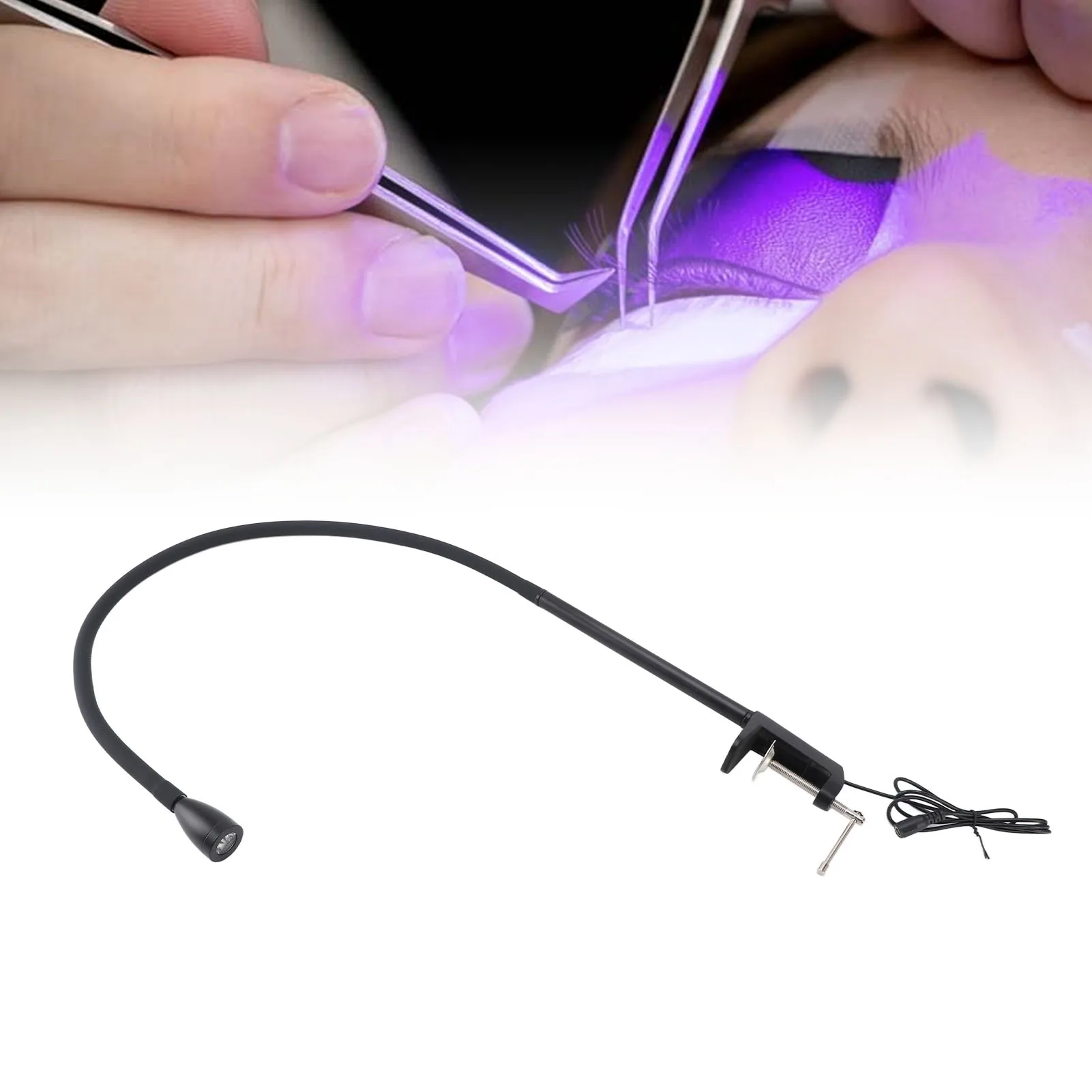 

UV LED Light UV Lamp for Lash Aluminum 395 to 400nm Gooseneck UV LED Lash Light with Clamp and Foot Pedal Switch for Nails