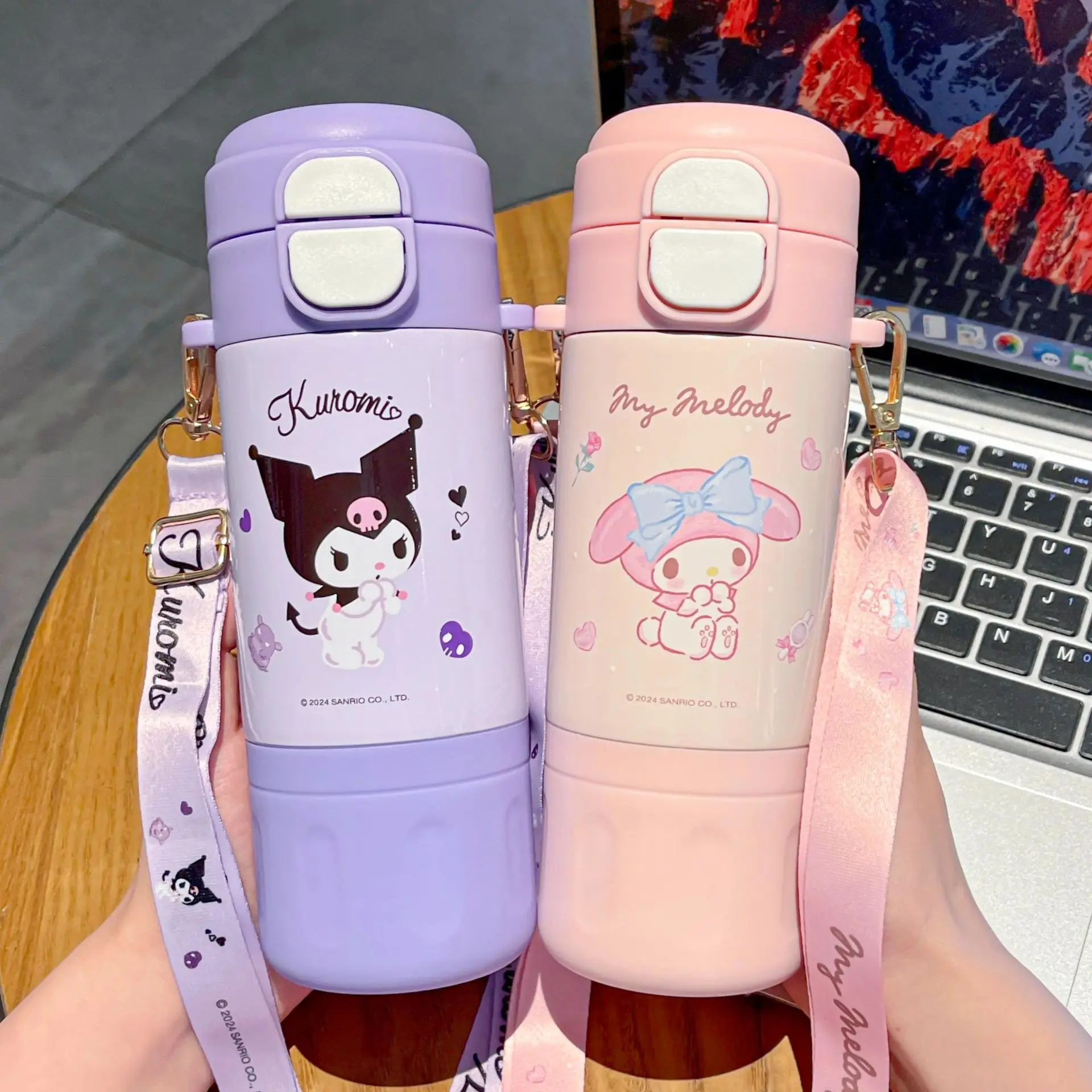 

1pcs thermos cup water cup cartoon double drink cup portable straw water cup lovely