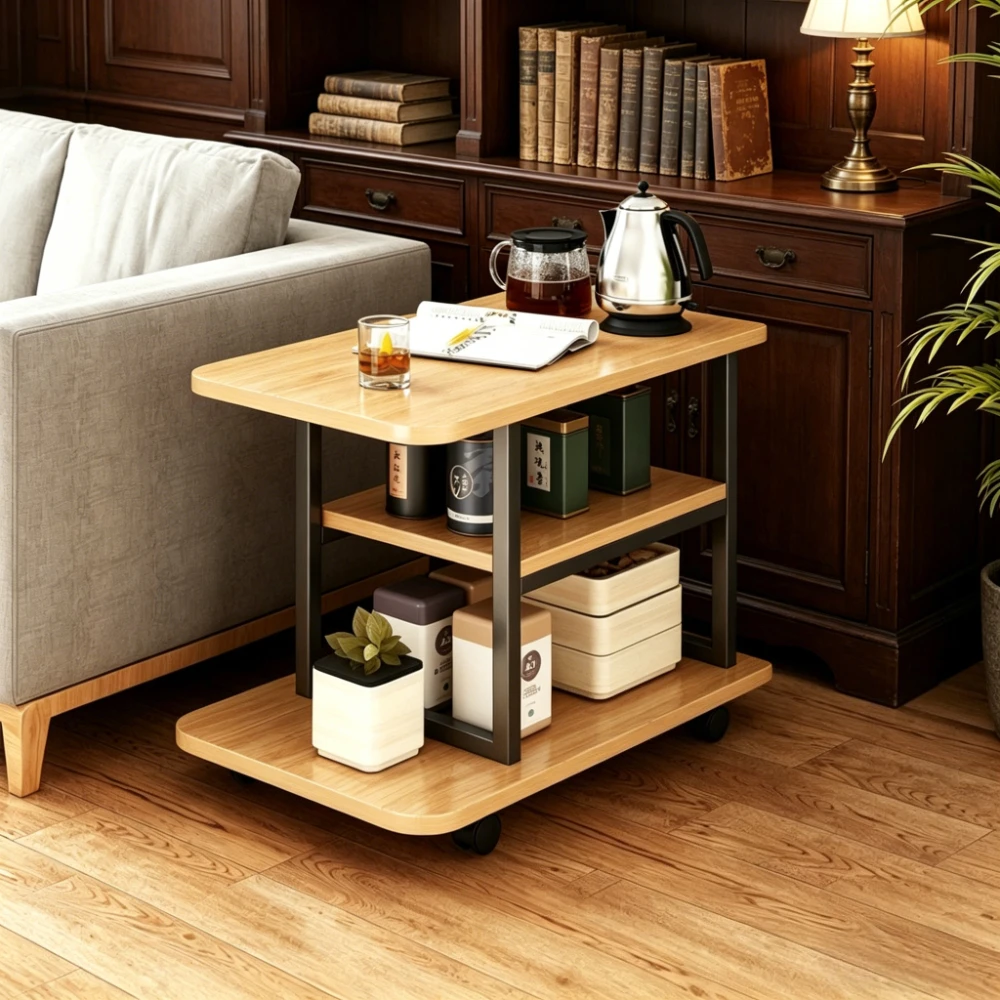

Modern Side Table Narrow Tall End Table with Storage Rack Wooden Nightstand Bedside Table for Home Living Room Bedroom Office