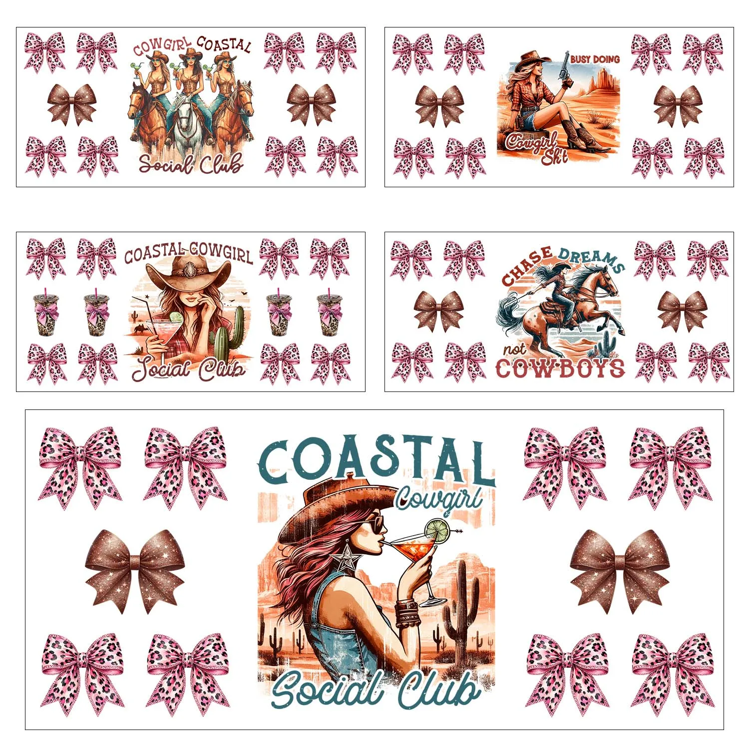 Bow Style Western Cowboy Girl UV DTF Sticker Waterproof DIY Decals 3D transfers uvdtf stickers 16oz uv dtf cup wraps