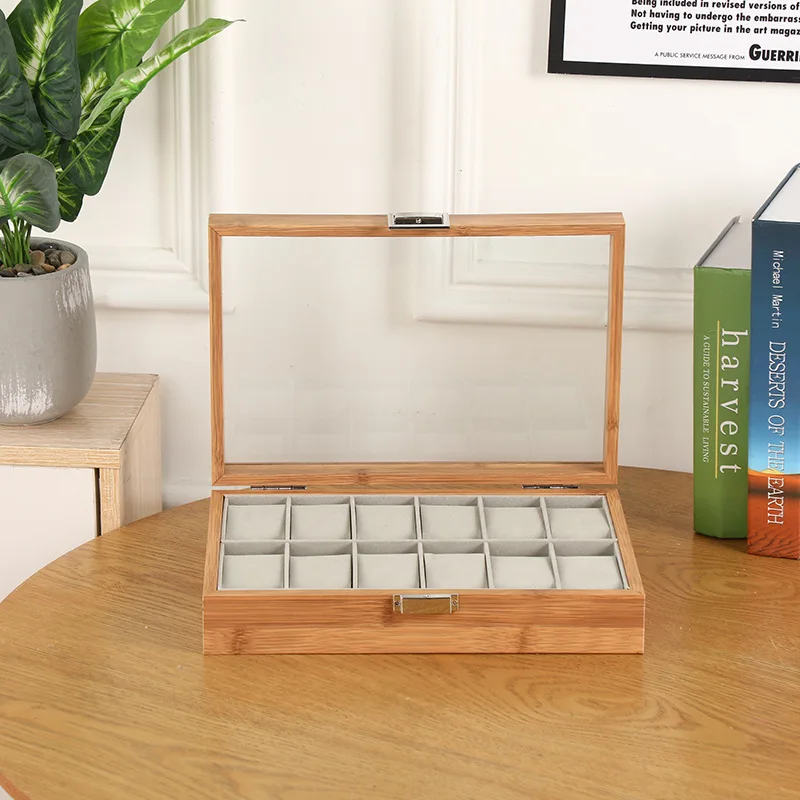 Watch Stroage Boxes New Bamboo Wooden 3/6/10/12 Girds  Watch Case Storage Box Watch Holder Box Organizer Watch Display Box