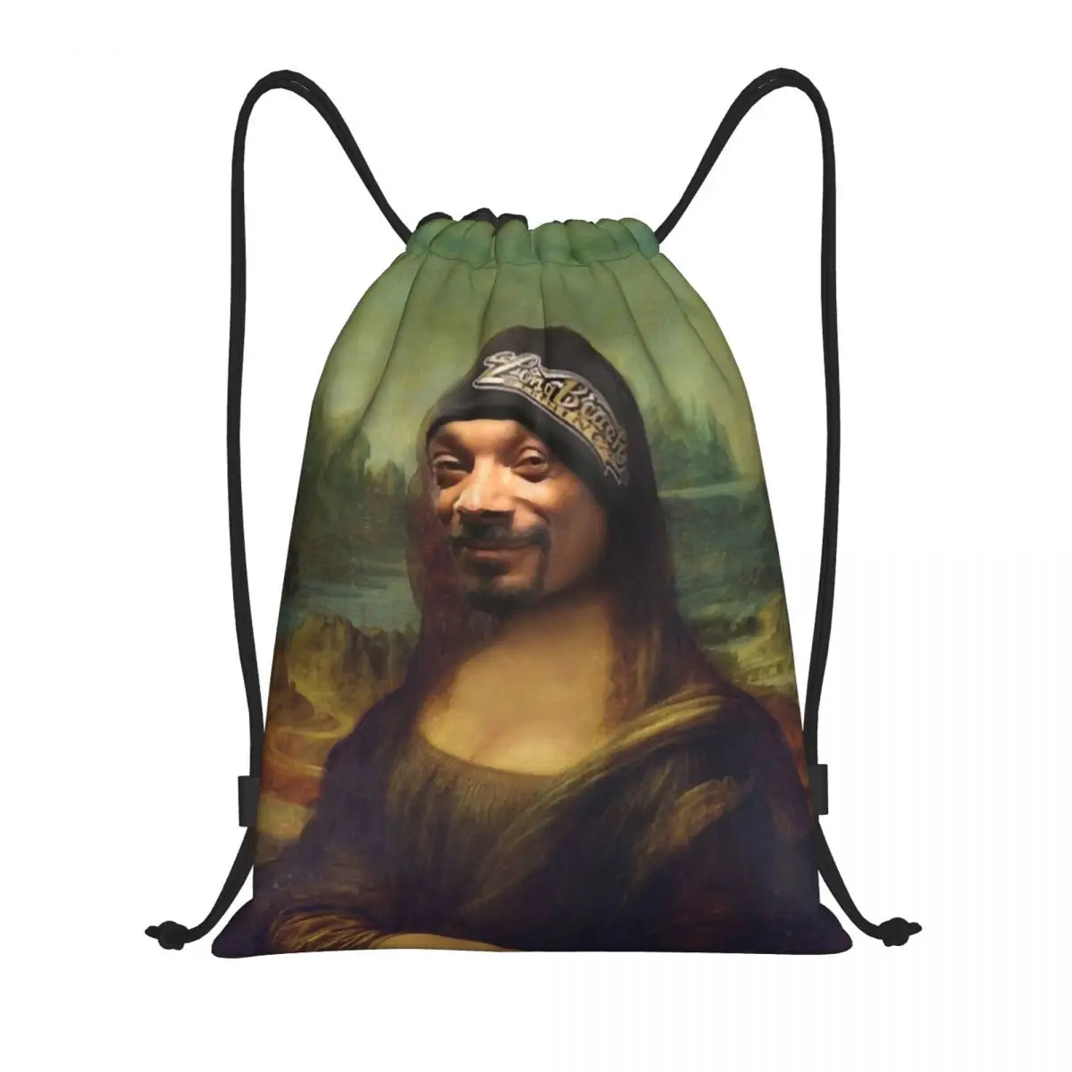 Snoop Dogg Mona Lisa Meme Drawstring Backpack Sports Gym Bag for Women Men Shopping Sackpack