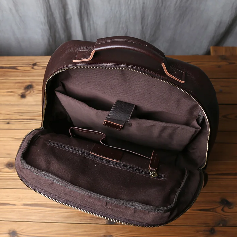 NZPJ Retro Echtes Leder männer Rucksack Mode Rucksack Top Schicht Rindsleder Computer Rucksack Große Kapazität Reisetasche – Detail 17