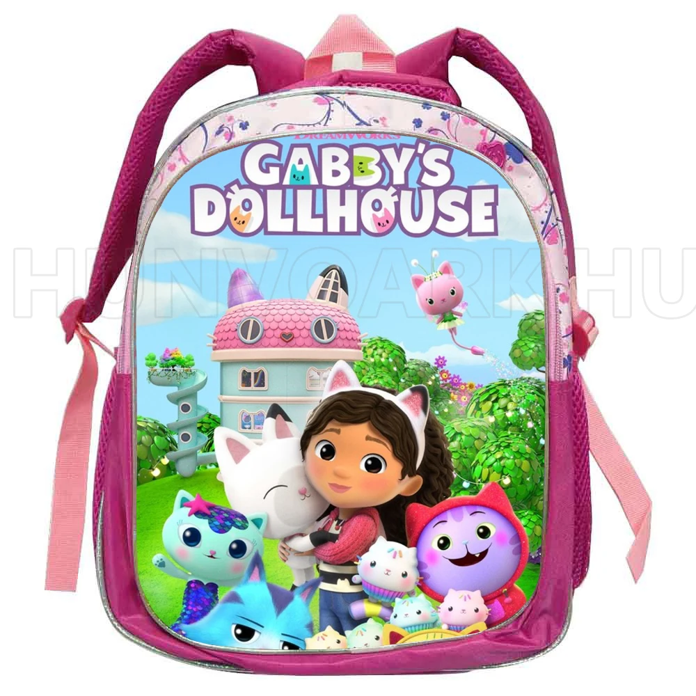 Pink Gabby\'s Doll house Backpack 12inch Kids School Bags Kindergarten Backpack for Boys Girls Baby School Bags 3-4-6 Years