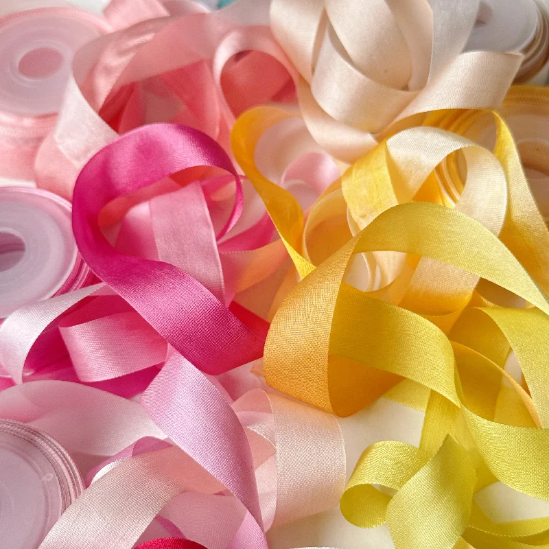 

13mm variegated color 100% pure silk woven double face silk ribbons for embroidery and handcraft project,gift packing