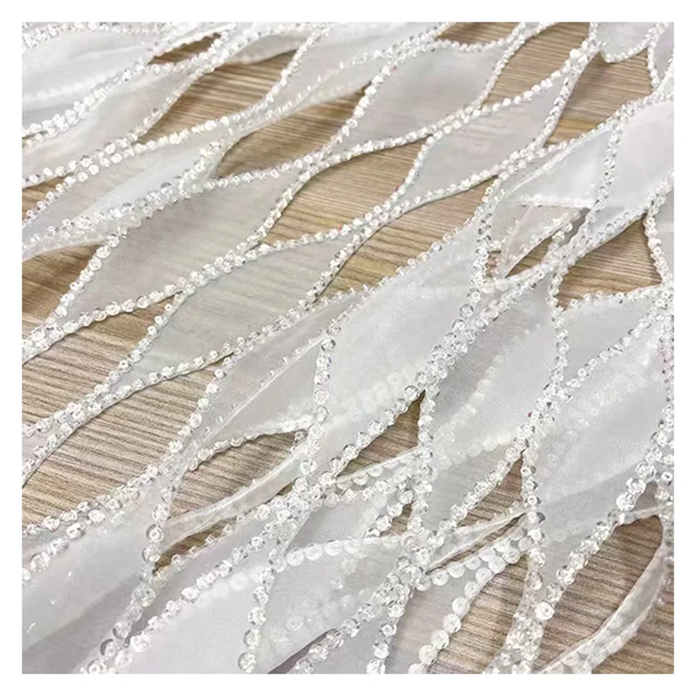 

Mesh Fabric with Big Diamond, Hollow Lace Fabric, Sewing Sequins, Luxurious Cloth, Haute Couture Evening Dresses Cloth, 1 Pc