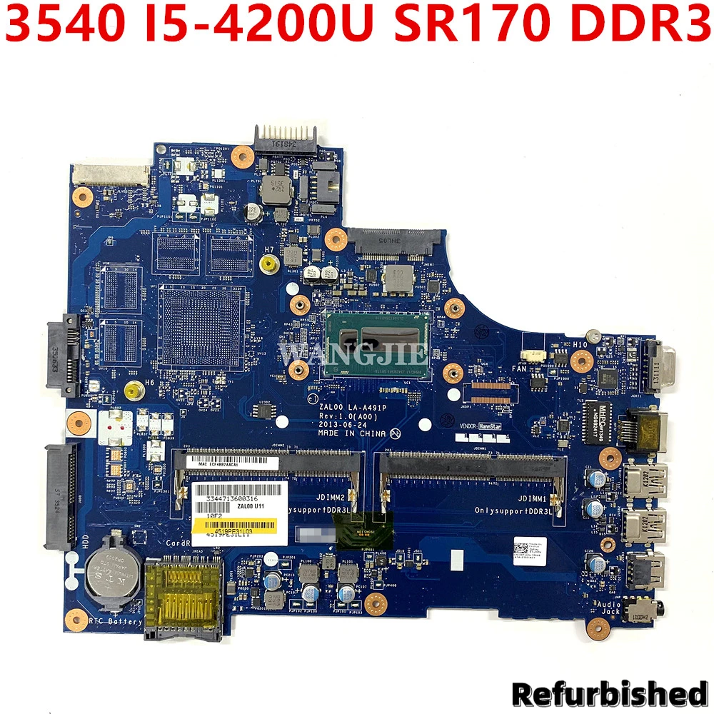 

Refurbished For DELL Latitude 3540 I5-4200U Laptop Motherboard CN-06TJHN 06TJHN LA-A491P SR170 DDR3 Notebook Mainboard