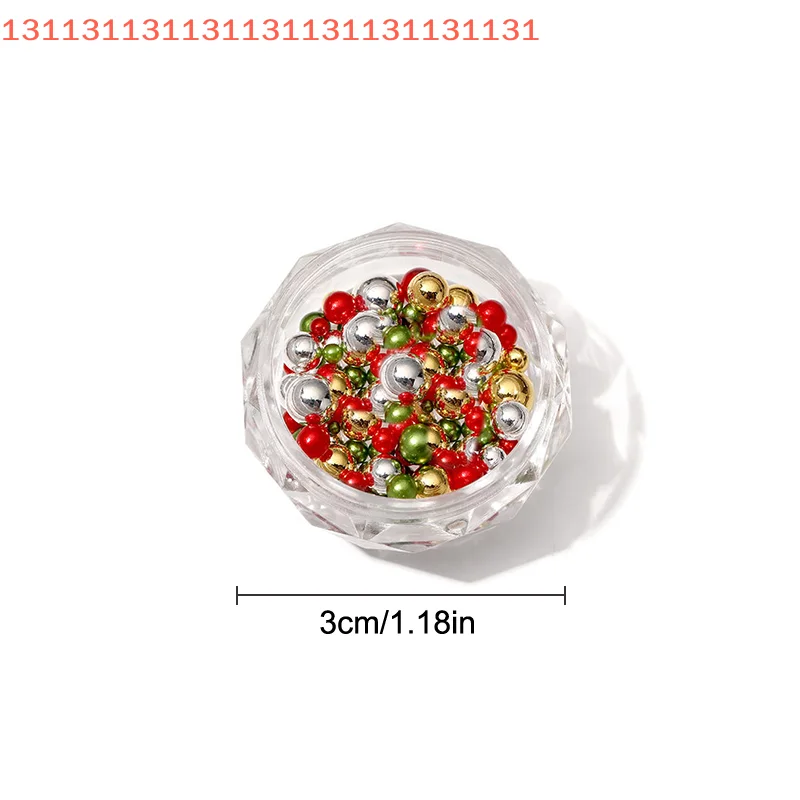 Christmas Mixed Round Pearls Colourful Stereoscopic Nails Art Decoration Nail Rhinestones Nail Supplies Charm Nail Accessories