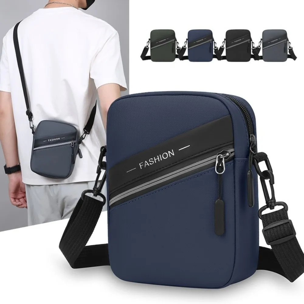 

Single Shoulder Men's Shoulder Bag PU Waterproof Man Messenger Bag Zipper Multi-Pockets Male Crossbody Bag Camping
