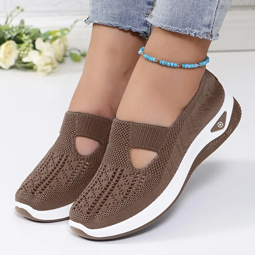 Womens Modern Casual Slip On Sneakers Breathable Knit Upper Lightweight PVC Sole Comfortable Cushioning Shock Absorption Insoles image 4