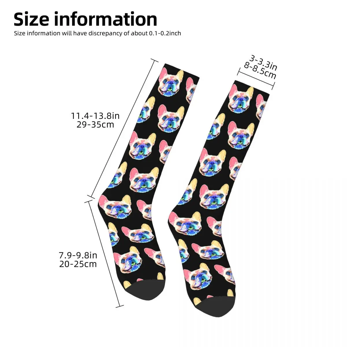 Smiling Rainbow French Bulldog Socks Harajuku Super Soft Stockings All Season Long Socks Accessories for Man's Woman's Gifts