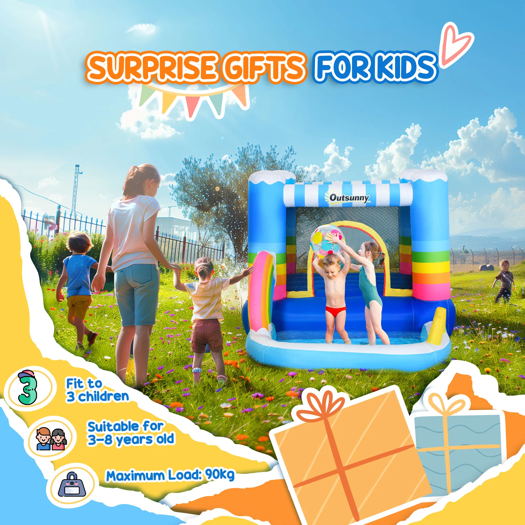 With a Great Layout and Fun Design, Our Outsunny Inflatable Bounce House Will Be the Talk of All the Kids in the Neighborhood! W