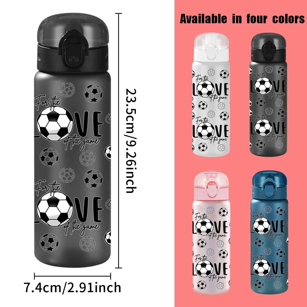 1pc Football Print 26oz Plastic Water Bottle Outdoor Sports Water Bottle Birthday/back To School Season Gift view 3