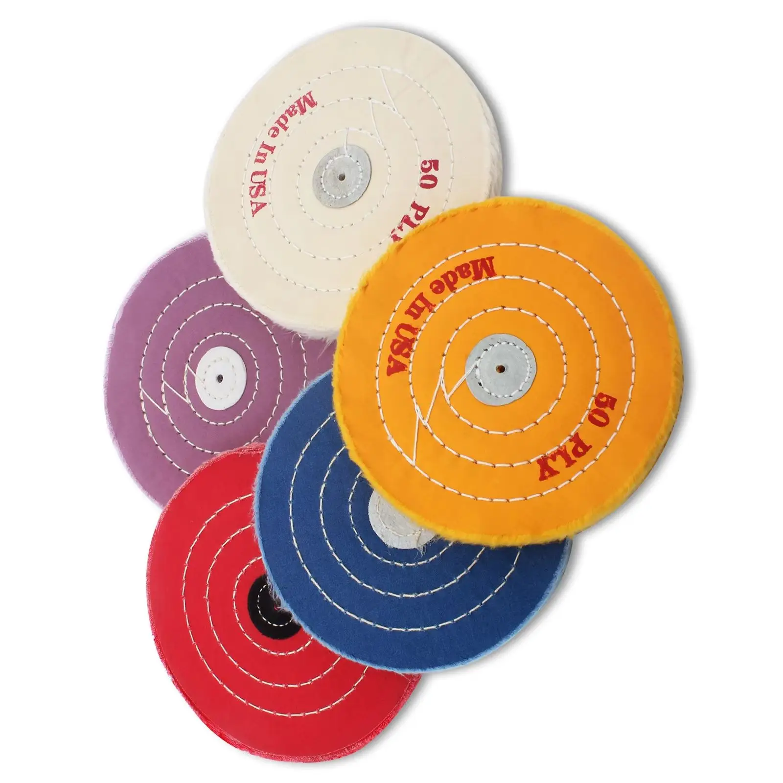 2–10in Yellow Treated Cotton Polishing Wheel (50 Ply) with 1/8in Arbor — Bench Grinder Buffing Disc for Metal & Jewelry