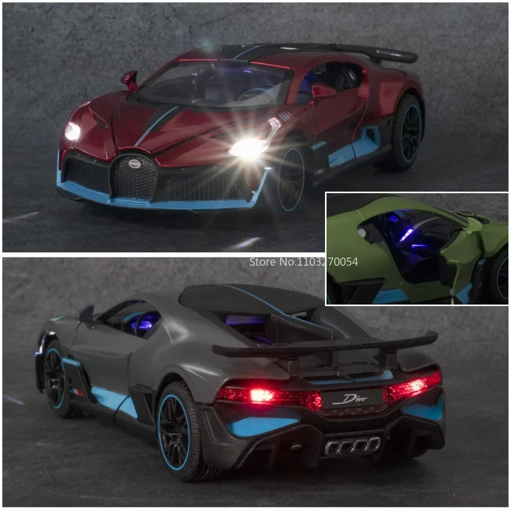 1:32 in lega pressofuso Divo modello di auto sportiva giocattolo con luce sonora a strappo 3 porte Opend simulazione collezione di veicoli regali per ragazzi