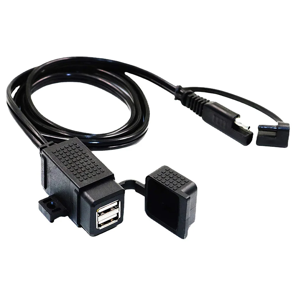 

1Pc Waterproof Motorcycle SAE To USB Phone GPS MP4 Charger Cable Adapter Black Motorbike Inline Fuse Power Supply Accessories