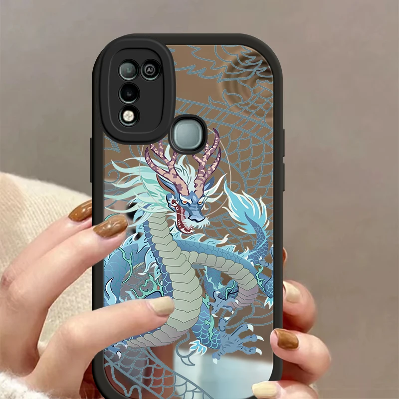 Dragon Mirror Surface  Fasion For Infinix HOT 9 10 10S LITE 11 PRO NOTE 7 8 SMART 5 6 NFC PLAY Makeup Mirror Coque Cover Funda