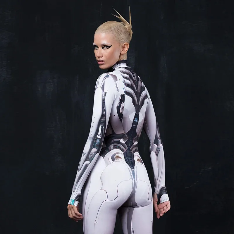 LCK01 [You're My Secret] Robot Punk Jumpsuit Catsuit Halloween Cosplay Costumes For Women Carnival Party Long Sleeve BodysuYh1@！