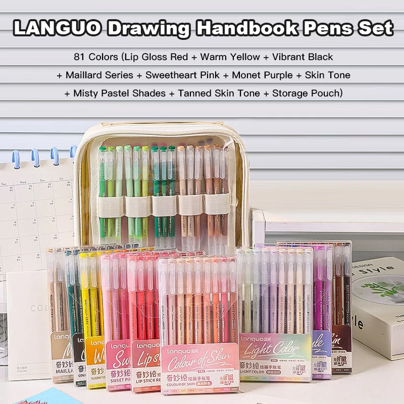 Languo 45/162/207 Kleuren Van Een Set Kleur Gel Pen Tekening Handboek Pennen Student DIY Graffiti Schrijven Schilderen Marker Briefpapier
