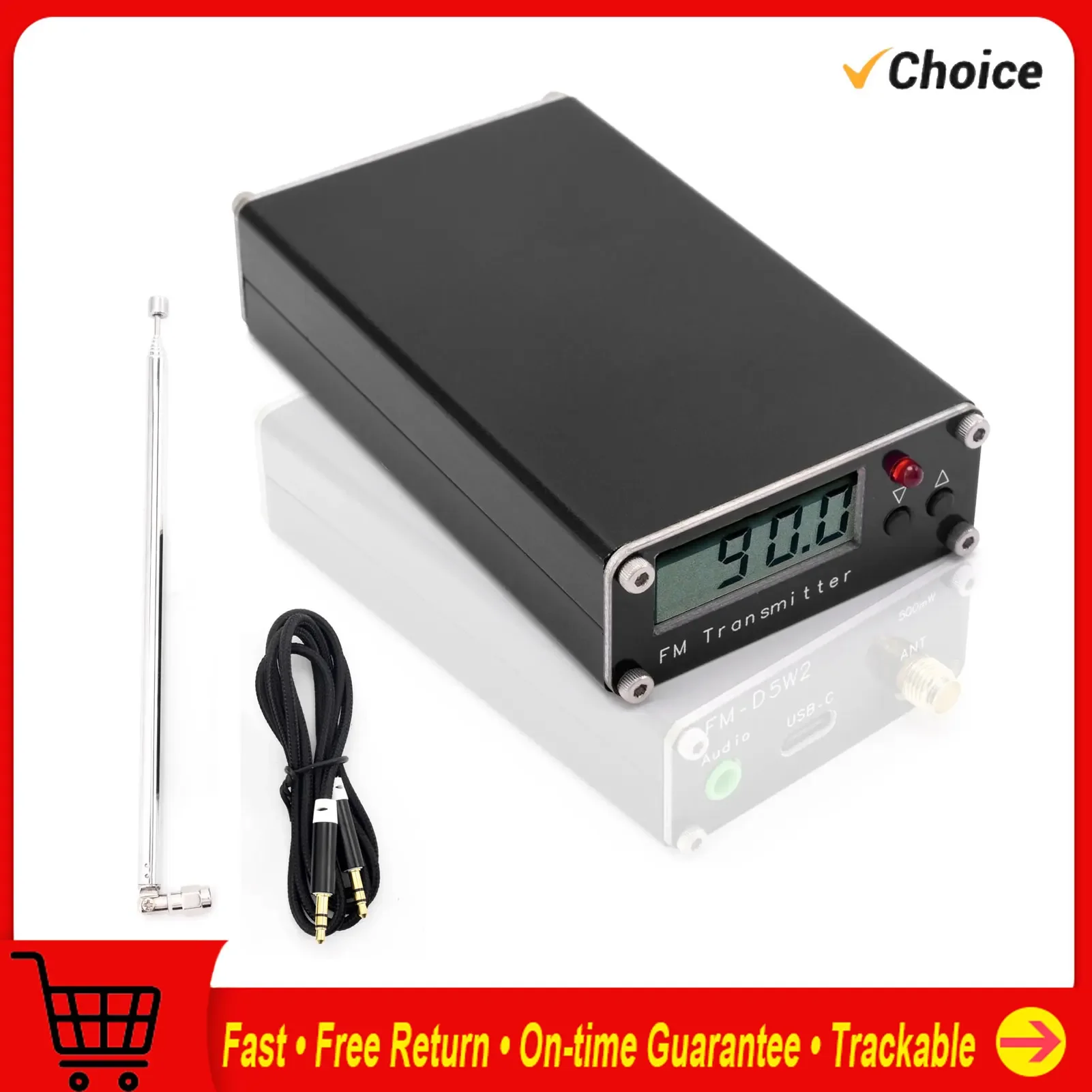 

FM-передатчик 2 км, 0,5 Вт, 76–108 МГц, цифровой дисплей, стерео FM-передача TYPE-C, USB-колокольчики, автомобильное радио, вещание, кампусная станция