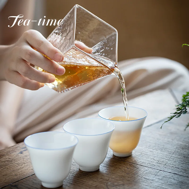 Boutique Sweet White Porcelain Teacups Thin Tire Master Cup Single Tea Bowl Small Tea Cup Kung Fu Tea Tea-tasting Wine Drinkware