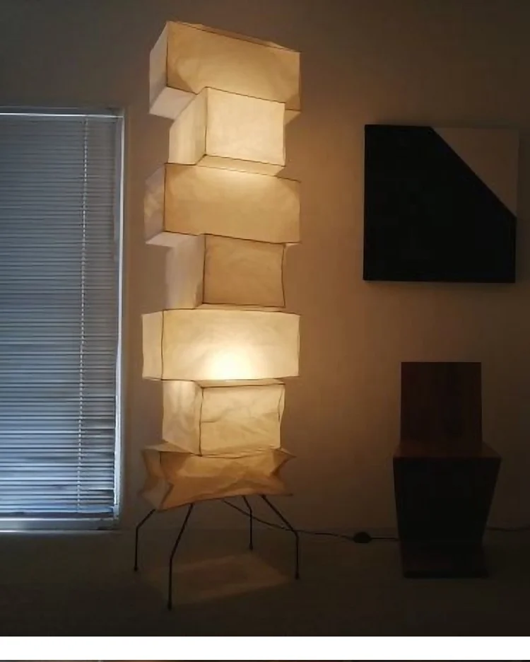 Modern Japanese Art Design E27 Bulb Plug Floor Lamp White Rice Paper with Contemporary Style for Hotel Living Room Paper Lantern