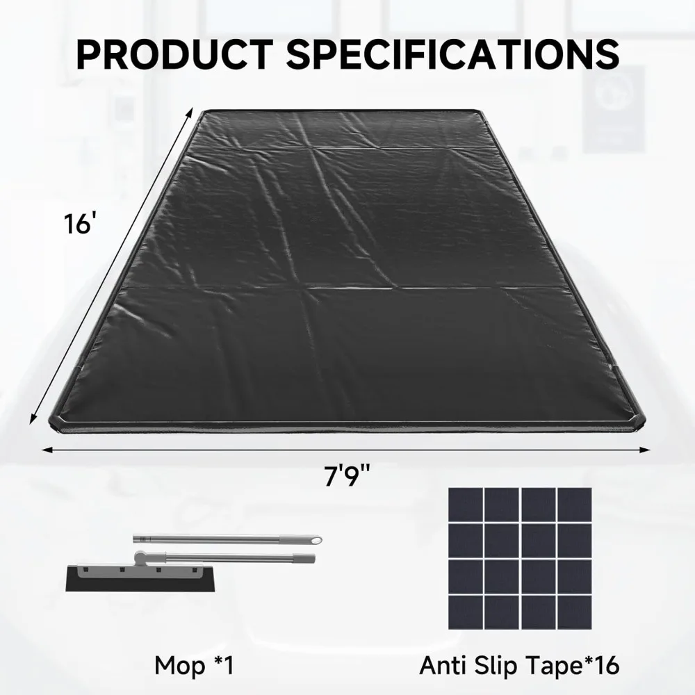 Robuuste waterdichte garagemat voor autobescherming, antislip parkeren, 7'9 x 16' vloerbedekking, duurzame voertuigveiligheid